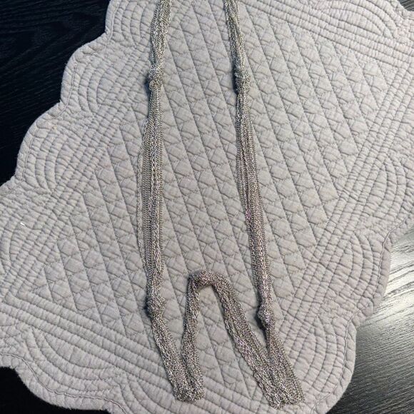 Lia Sophia Silver Tone Multi-Strand Mesh Knot Necklace Layered Costume Jewelry - Picture 2 of 5